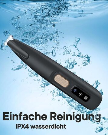 Триммер для собак та котів Pfotentrimmer з LED-підсвічуванням, 18 мм, тихий (35 дБ), вологостійкий, акумуляторний, для догляду за лапами, вухами, обличчям та хвостом (Чорний)