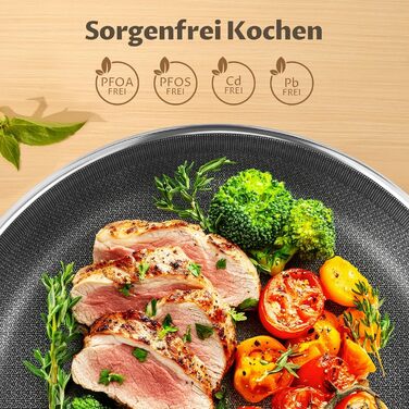 Сковорода BLAZANT індукційна 20/24/28 см, тришарова нержавіюча сталь, антипригарне покриття, набір, керамічна, з нержавіючою ручкою, без PFAS PFOA/PTFE, для духовки, підходить для індукційних плит