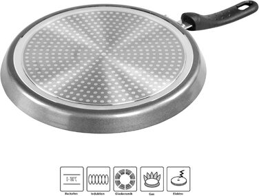 STONELINE Back to Nature Crepe Pan Induction 25 cm, Omelette Pan with real stone particles, Pancake/Pancake Pan Non-Stick, Fat-Free Frying, All Cooktops, (Riveted)
