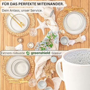 Набір кавових чашок SÄNGER Kreta (6 шт.), 350 мл, кераміка, блакитний, для кави та чаю, миття в посудомийній машині, мікрохвильова піч