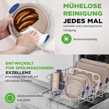 Набір форм для випічки NutriChef 6 шт. – дека для випічки, форма для мафінів, кексова форма з антипригарним покриттям, термостійка до 230°C, з силіконовими ручками з вуглецевої сталі – ідеально для тортів, хліба та мафінів