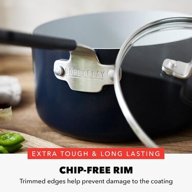 Набір кухонного посуду GreenPan x Bobby Flay 13 предметів, професійний алюміній, антипригарне покриття Ceramic, індукційний, силіконовий, безпечний для миття в посудомийній машині та духовці, сірий (Графіт/Nature's Delight), 2.4 л, Оксфорд Блакитний