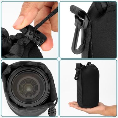 Набір об'єктивів BELLE VOUS 4 шт. чорного кольору з водонепроникним чохлом з неопрену для універсальних DSLR-об'єктивів
