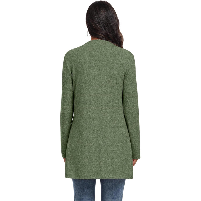 Жіночий в'язаний кардиган QIXING з кишенями | Легкий, елегантний, теплий | Зелений | для осені та зими