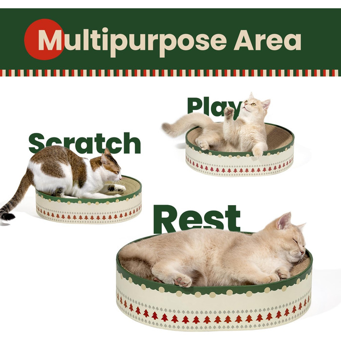 Кігтеточки для котів Conlun 2 в 1: овальні, з мискою та гніздом. Імітація ялинки. Розмір 43x33x10 см