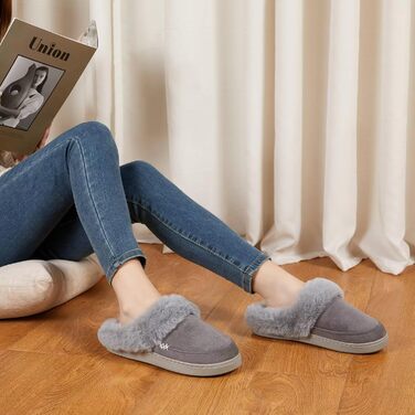 Тапочки зимові жіночі/чоловічі NineCiFun, теплі, з флісу, антиковзкі, для дому та вулиці, сірі, 40/41 EU