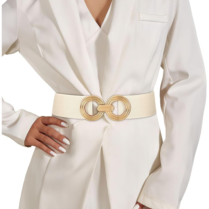 Жіночий широкий еластичний пояс JasGood з блискавкою, бежевий, розмір S (60-70 см)