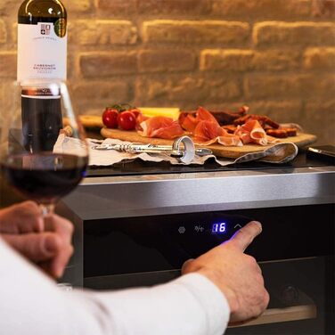 Cecotec Grand Sommelier 15000 Black Wine Cooler with Compressor - Stainless Steel & Wood Finish