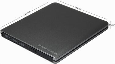 Зовнішній Blu-ray привід techPulse120 USB 3.1 Type-C M-Disc BDXL Brenner Player Slim для PC, Notebook, Mac OS, MacBook Pro Air, алюміній (сірий)
