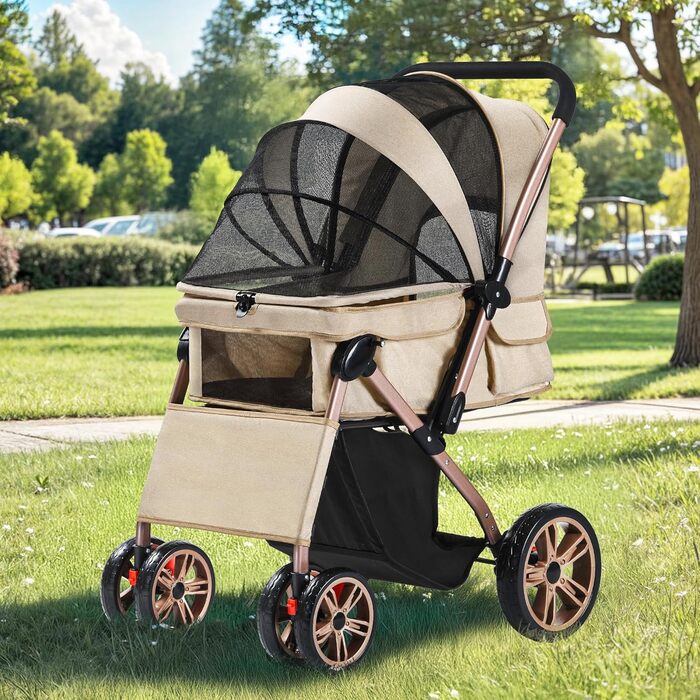 Візок для собак DWVO 3 в 1: переноска, сумка, візок. До 22 кг, EVA-колеса, сітчасті вікна, кошик для речей. 58.5x76x105 см