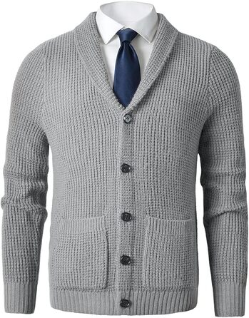 Чоловіча в'язана жилетка з коміром-шарфом, візерунок 