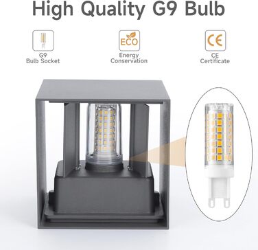 LED настінний світильник FUPE 15W для внутрішнього та зовнішнього використання. Регульований кут світла, 3 кольори, IP65, вологостійкий, алюміній, квадратний, чорний. Комплект 1