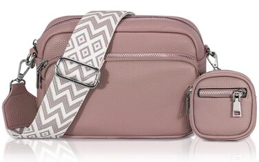 Сумка жіноча через плече крос-боді PU шкіра (темно-рожева) з віднімним ремінцем