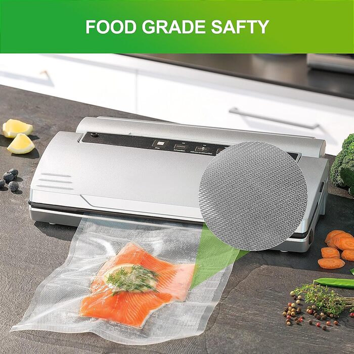 Trintion Vacuum Bags, 200 Bags 20x30cm Vacuum Bags for all Vacuum Sealers & Food Vacuum Sealer, Extractable Packaging Design, Cookable Sous Vide Freezer Bags, Embossed Air Channels