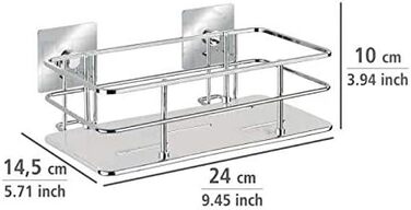WENKO Turbo-Loc Stainless Steel Wall Shelf Quadro, Mounting Without Drilling, 24 x 10 x 14.5 cm, Chrome