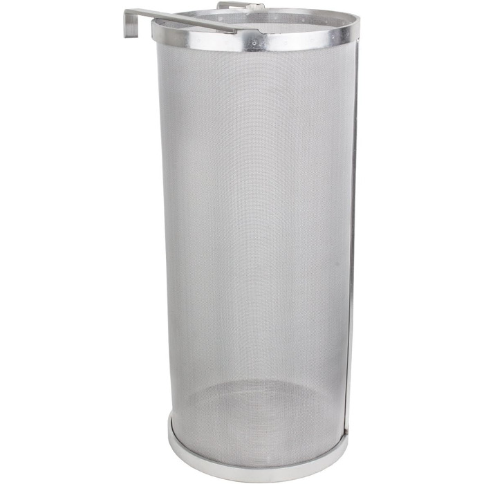 Beeketal 'BBF-1' Beer Hop Filter Fine Mesh Strainer made of stainless steel with a very fine 300 micron mesh (approx. 350 x 150 x 150 mm), beer filter e.g. for clarifying mash residues, with a bracket for hanging.