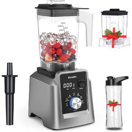BioloMix High-Performance Blender 2200W, Self-Cleaning Function, Stand Mixer 2L Container and 600 ml Travel Cup BPA Free. Smoothie Mixer (T5600, Grey) T5600 Grey
