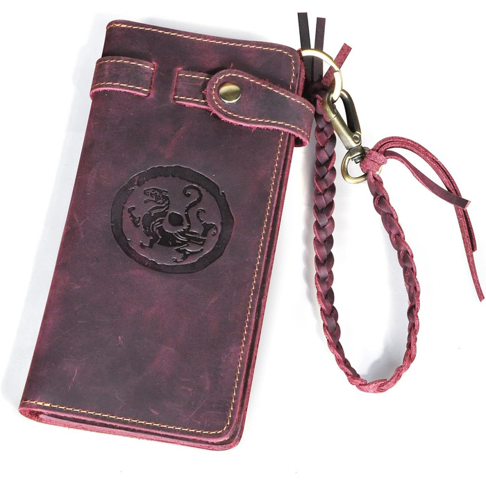 Le'aokuu Men's Genuine Leather Wallet Organizer Double Checkbook Wallet Pattern Commercial Money Clip 3377