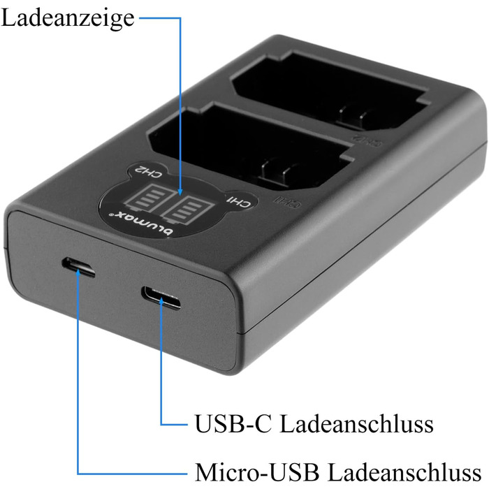 Акумулятор Blumax LP-E10 для Canon EOS 1500D/2000D/4000D + Зарядний пристрій Slim Dual USB LC-E10e (1020mAh)