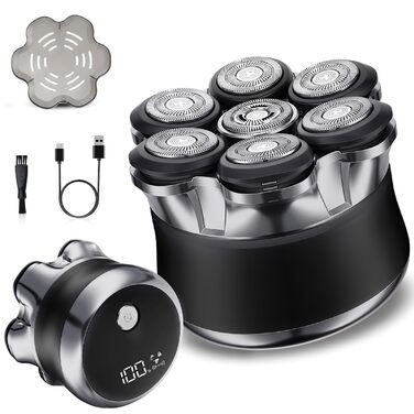 Електрична бритва Glatzen для чоловіків з плаваючою головкою, LED-дисплеєм, 2 режимами, Type-C зарядкою, водонепроникна, чорна