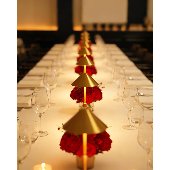 Нічник бездротовий акумуляторний Wiederaufladbare для вітальні, спальні, їдальні - Gold (латунь) з лампочкою, димуванням, сенсорним керуванням, 3-в-1