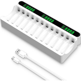 Зарядний пристрій IMREN для акумуляторів NiMH/NiCD з LCD-дисплеєм, 12 слотів (AA/AAA)