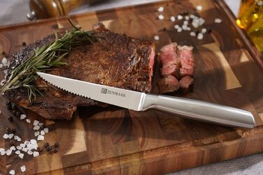 13-Piece Premium Stainless Steel Knife Block Set with Magnetic Storage - Ergonomic Handles, Kitchen Chef's Knife Set, Acacia Wood Block with Leather Strap