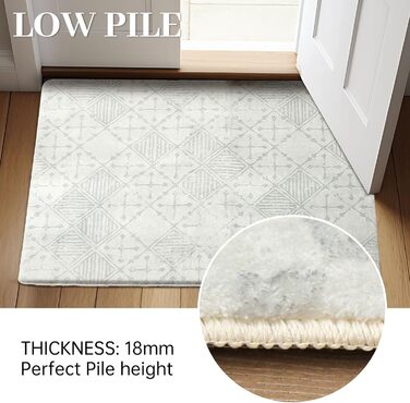 Килим Leesentec для вітальні та спальні: геометричний, антиковзаючий, короткий ворс, бежевий, 80x120 см