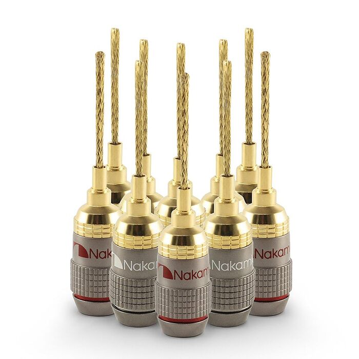 Бананові роз'єми Nakamichi FanLock Excel Serie 24K позолочені, 2 мм, для аудіокабелів Hi-Fi, підсилювачів (16 шт, 8 пар)