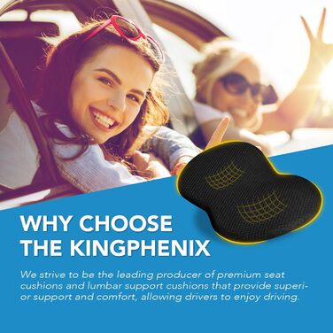 Автоподушка для сидіння Kingphenix: Memory Foam для легкових та вантажних автомобілів – знімає біль при ішіасі та болях у спині – підвищує комфорт водіння – чорна
