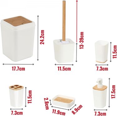 Набір для ванної кімнати Herzberg HG04449 з бамбука, 6 предметів, сучасний дизайн, екологічний, салатовий колір