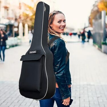 Водонепроникний гітарний кейс SUQ Oxford, 40/41 дюймів, з музичним принтом, нейлон, Gigbag для електро-, акустичної та концертної гітари, ударостійкий, 8 мм, водонепроникний (блакитний)