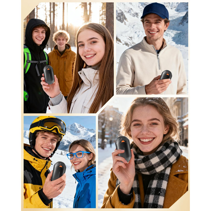 Електричний грілка для рук Bosoner: набір 2 шт, 6000mAh, USB, портативна, теплий подарунок для чоловіків та жінок, чорний