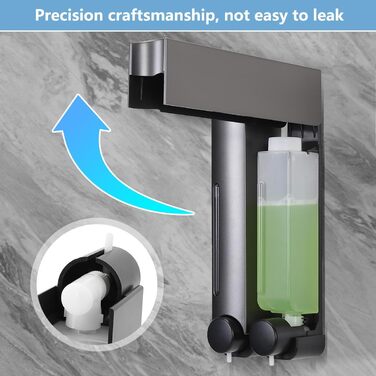 Набір дозаторів для мила та гелю для душу на стіну (2 шт, 380 мл, сірий)