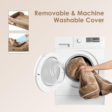 Ортопедичне ліжко для собак EHEYCIGA, 76x51 см, Memory Foam, для собак середніх та маленьких порід, з високим бортиком, водонепроникне, неслизьке, Kamel