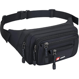 Водонепроникна поясна сумка-бананка для чоловіків та жінок. Чорна, з блискавкою, для подорожей, піших прогулянок та активного відпочинку на природі.