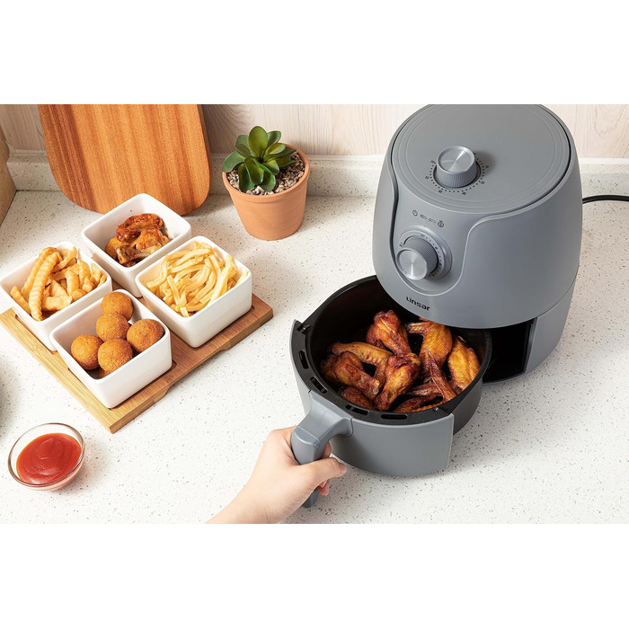 Фритюрниця без олії Mini 1.8L з таймером та підігрівом - 1200 Вт (Сірий)