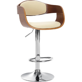 Kingston Adjustable Bar Stool with Faux Leather Seat - Walnut/Cream Finish