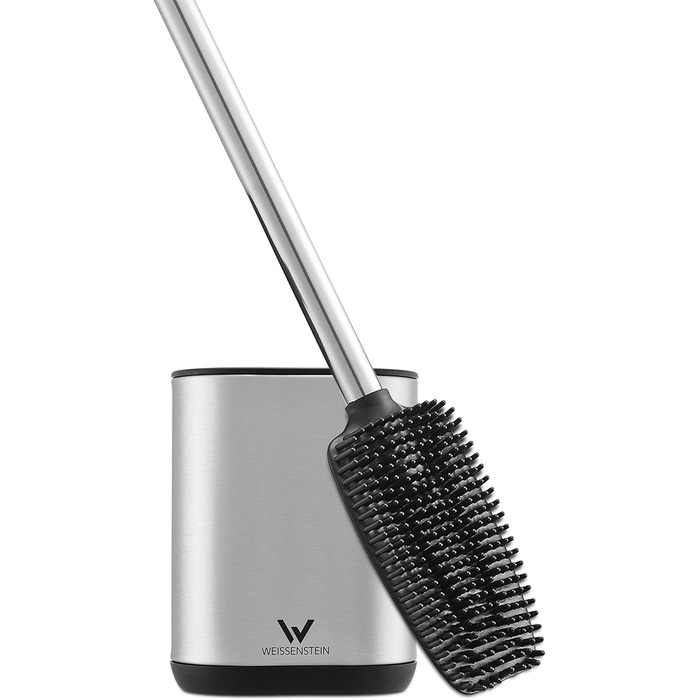 Набір для туалету Weissenstein: щітка з силікону, тримач з нержавіючої сталі, без свердління, чорний