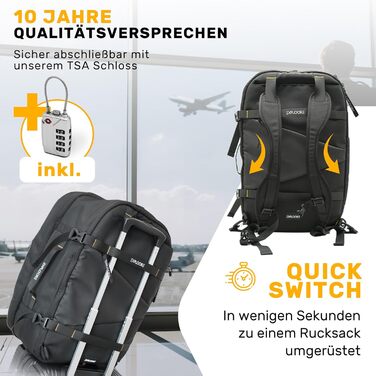 Чемодан ручної поклажі 55x40x20см з ручкою-телескопом, міцний валіза з ABS-пластику з TSA-замком, коричневий, з колесами