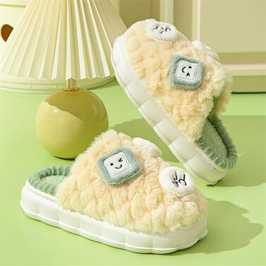 Жіночі та чоловічі халапи-тапочки зимові з плюшу, теплі, з піною, антиковзні, пухнасті (42/43 EU, широкі, жовті)