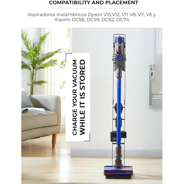 Dyson Vacuum Stand - Compatible with Dyson V15, V12, V11, V10, V8, V7, V6 & DC58, DC59, DC62, DC74 Vacuum Cleaners - Organizer Holder Rack