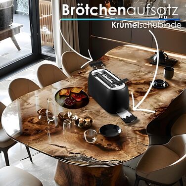 Тостер XXL з 4-ма відділеннями та підставою для бургерів | Чорний колір | Цифровий дисплей | Автоматичне вимкнення