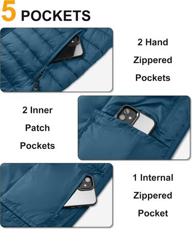 Чоловіча степна жилетка 33000ft для активного відпочинку: біг, гольф, походи. 5 кишень, утеплена, з коміром. XXL, керамічно-блакитний