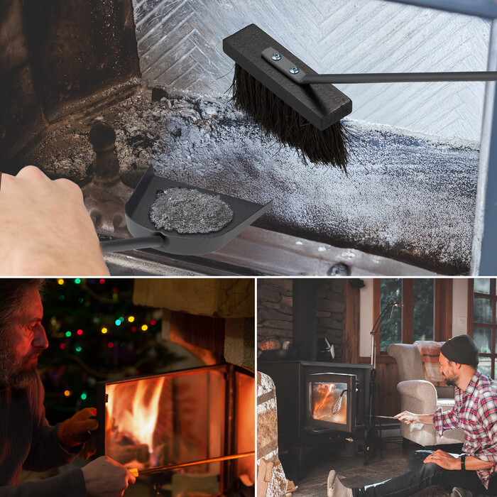 Relaxdays 4-Piece Fireplace Set with Stand