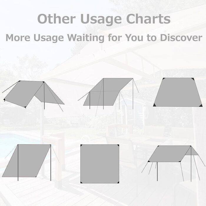 Тент Azarxis для гамака з захистом від сонця UPF 50+, водонепроникний, легкий, хакі, 3м x 4м