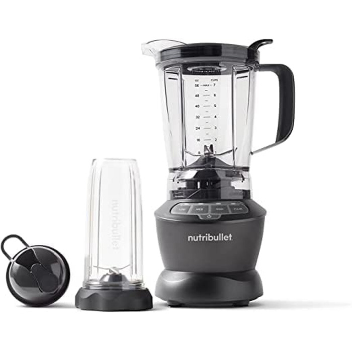 Блендер Nutribullet 1000 Вт, електричний, професійний, 1,6 л, мультифункціональний стаціонарний міксер, сірий/чорний