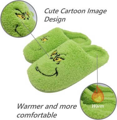Тапочки Грінча на Новий Рік: зручні, теплі, плюшеві для жінок та чоловіків, 41/42 EU