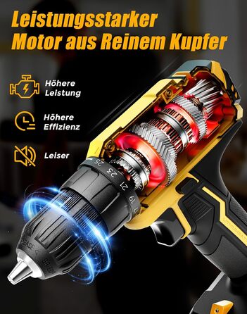 Акумуляторний шурупокрут/дрель 20V, 56 шт. у комплекті, 42Nm, LED-підсвічування, для дому та ремонту