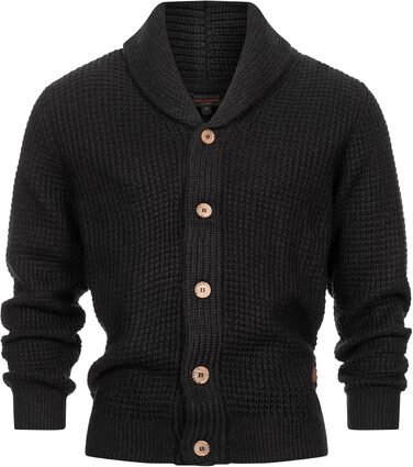 Кардиган чоловічий Indicode INBrandox з коміром-шарфом та ґудзиками | Дріб'язковий кардиган для чоловіків (XL, Чорний)